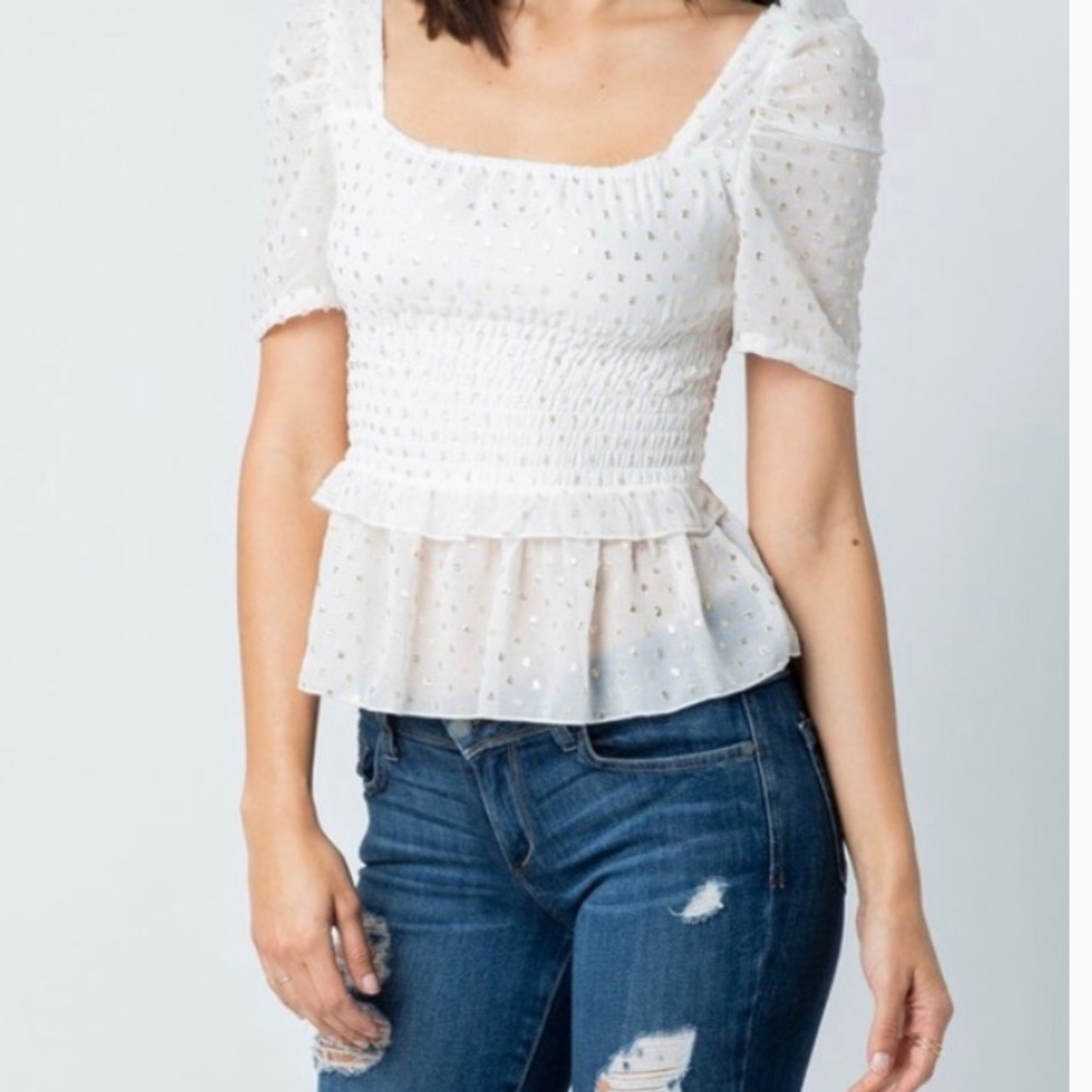 Alpha & Omega Smocked Blouse - Picture 2 of 7